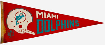 1967 Miami Dolphins Large Vintage Pennant Banner