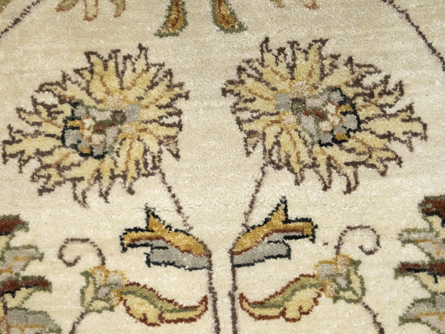 Hand-Knotted Agra Jaipur Runner Rug Floral Wool