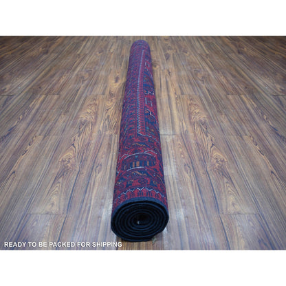 5'6"X7'8" Deep Red Hand Knotted Afghan Khamyab Soft Wool Rug