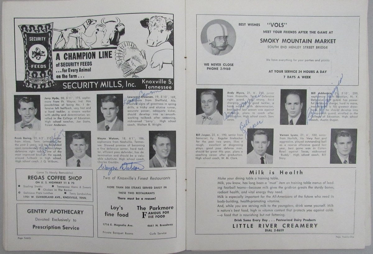 1951 Tennessee Vs. Mississippi College Football Program Signed By (36) 192267