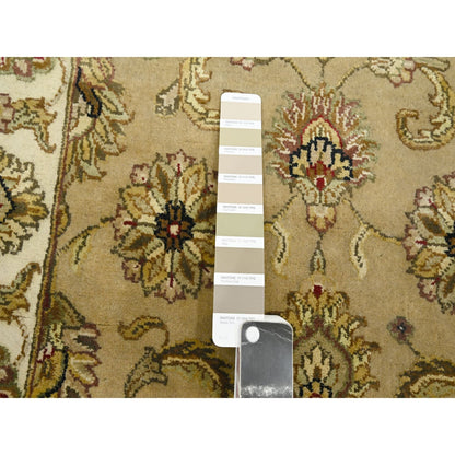 2'7"X8'1" Brown Rajasthan Leaf Design Hand Knotted Wool & Silk Runner Rug