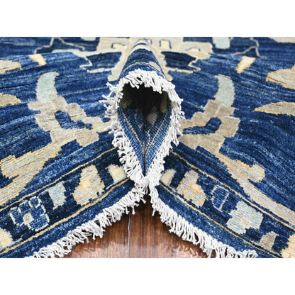 8'3"X9'8" Honorable Blue Wool Hand Knotted Peshawar Mahal Design Rug