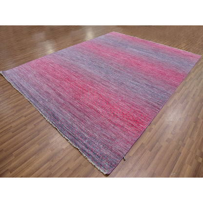 9'4"X12'2" Desire Red Wool Hand Knotted Modern Chiaroscuro Collection Rug