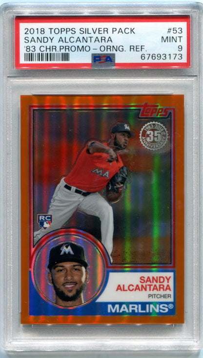 2018 Topps Silver Pack Sandy Alcantara '83 Chrome Promo Psa 9 14/25 #53