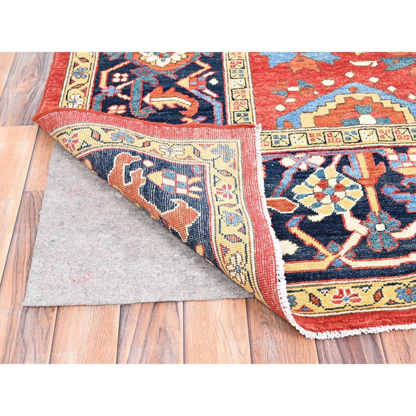 9'X11'6" Red Soft Wool Afghan Peshawar Hand Knotted Oriental Rug