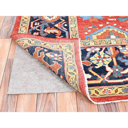 9'X11'6" Red Soft Wool Afghan Peshawar Hand Knotted Oriental Rug