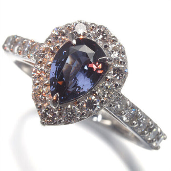 Colour-Change Spinel 1.106Ct Diamond Pear-Shaped Classic Ring 900 Platinum