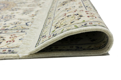 Hand-Knotted Floral Indo-Nain Rug Traditional