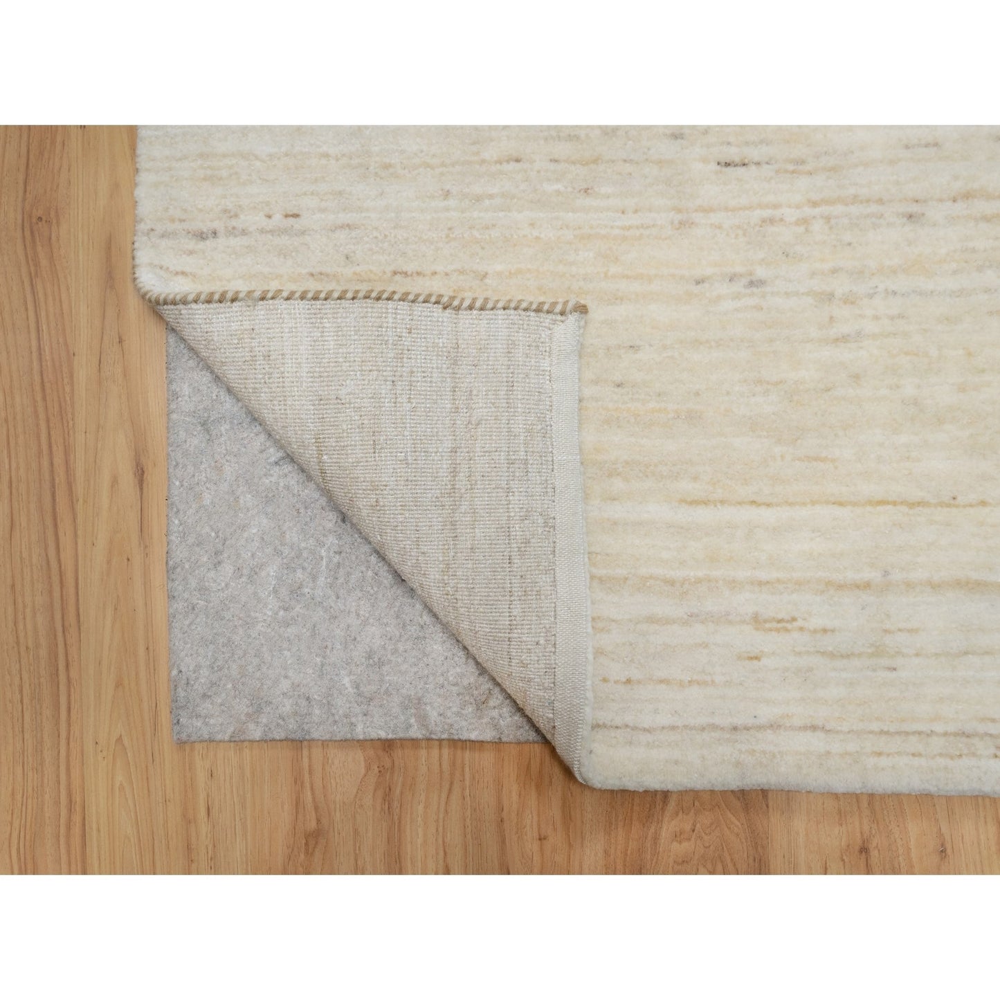 2'6"X11'10" White Wool Hand Knotted Modern Lori Buft Gabbeh Runner Rug