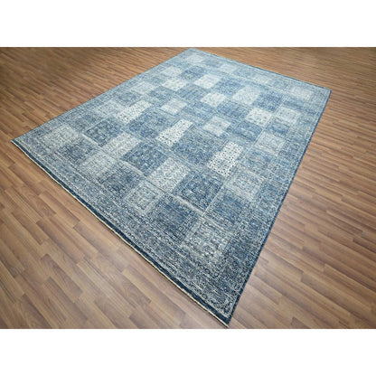 8'1"X10'2" Aegean Blue Garden Design Agra Hand Knotted 100% Wool Rug