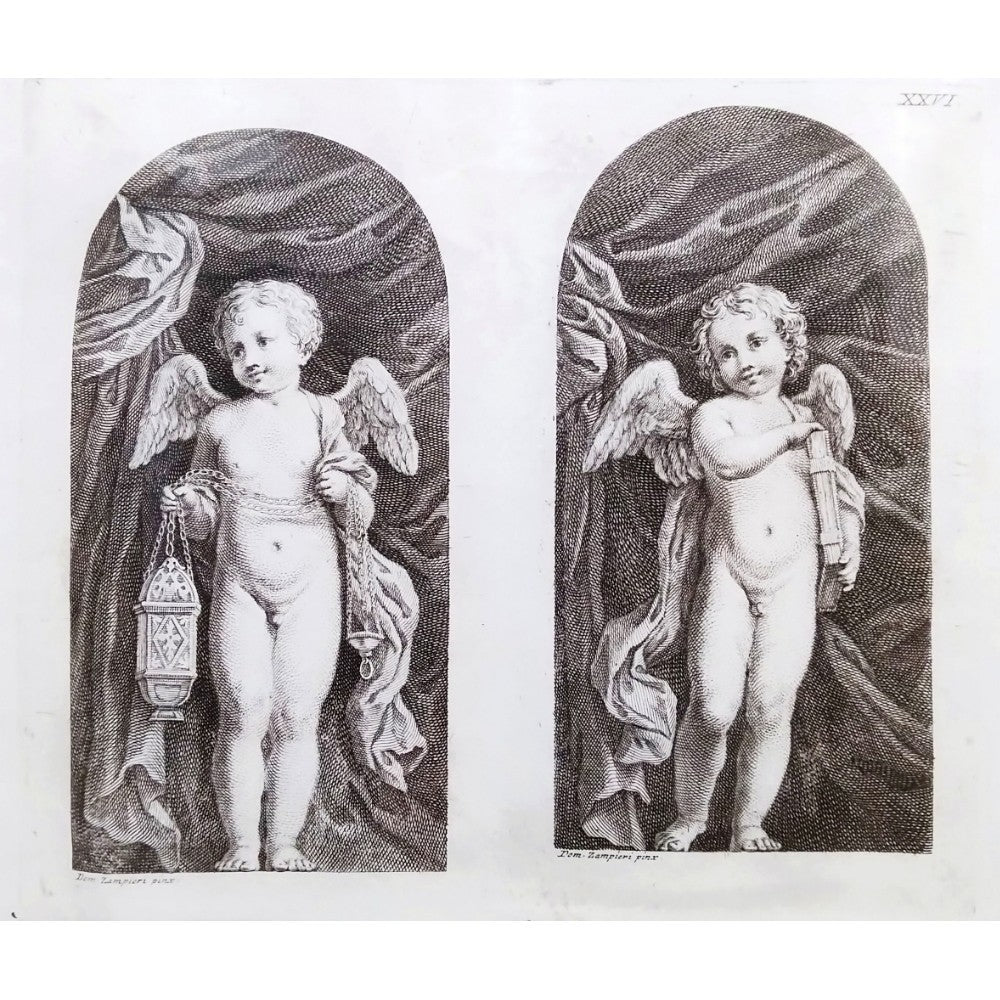 Print Francesco Bartolozzi after Domenichino 1762 Engraving -Four Angels Antique
