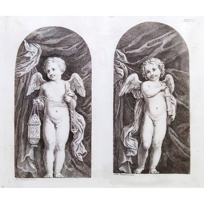 Print Francesco Bartolozzi after Domenichino 1762 Engraving -Four Angels Antique