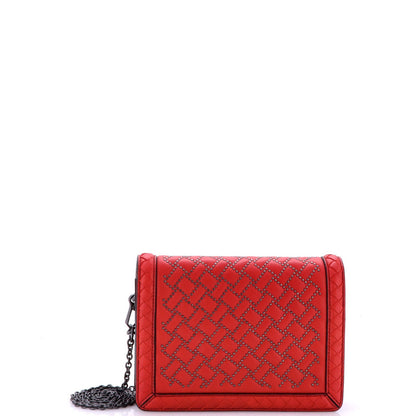 Bottega Veneta Montebello Flap Bag Studded Leather With Intrecciato Detail Mini