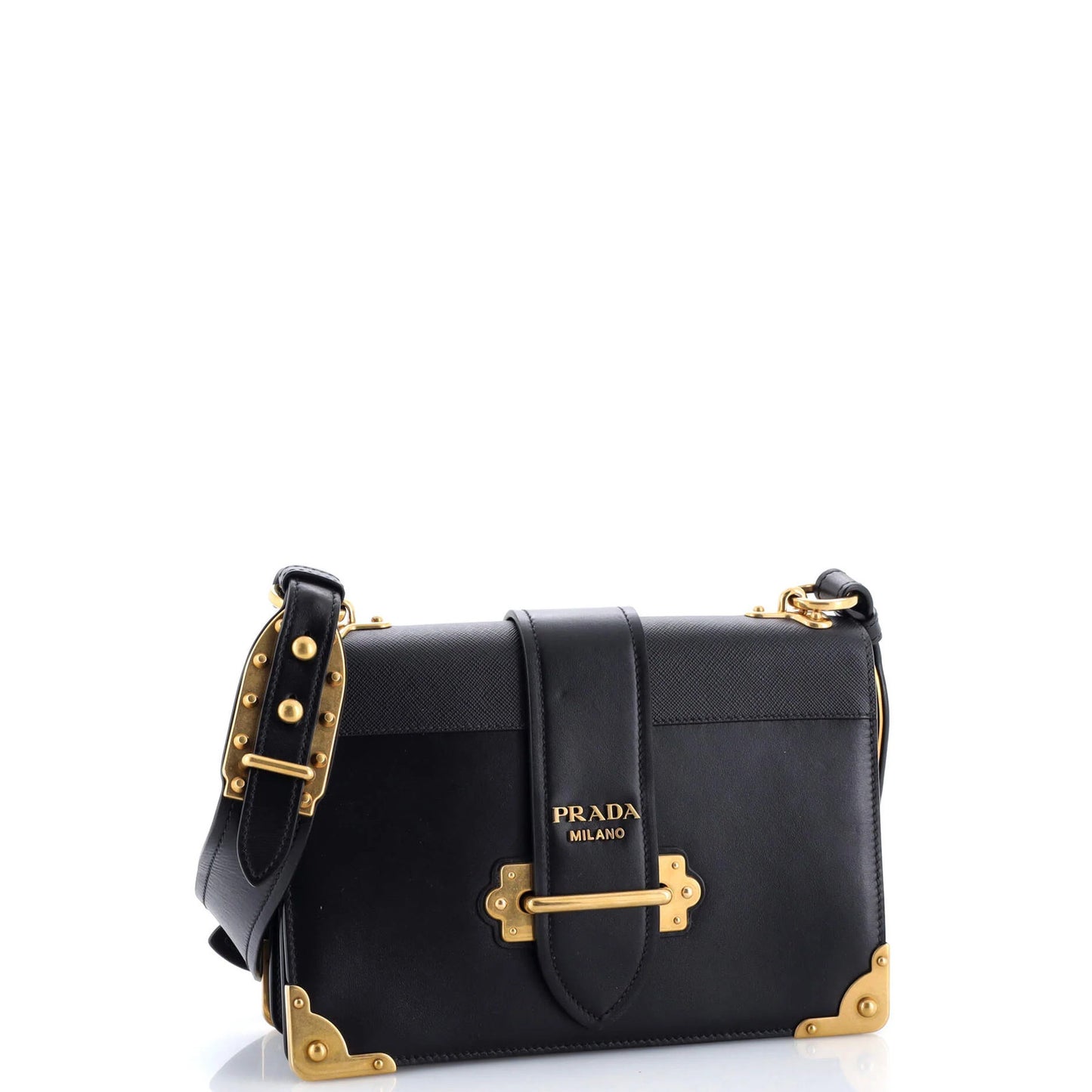 Prada Cahier Crossbody Bag Leather And Saffiano Leather Large