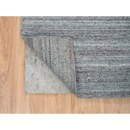 2'7"X14' Gray Wool Hand Loomed Modern Striae Design Runner Oriental Rug