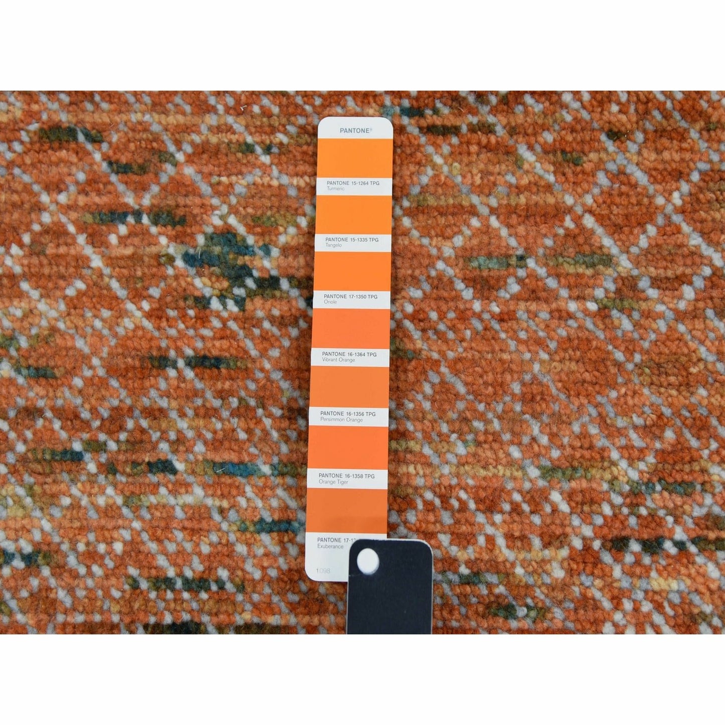 9'10"X13'10" Orange Hand Knotted Modern Chiaroscuro Collection Wool Rug