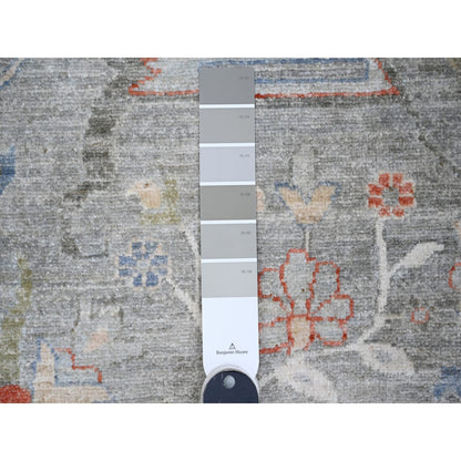 9'2"X11'10" Shark Gray Hand Knotted Heris All Over Design Peshawar Rug