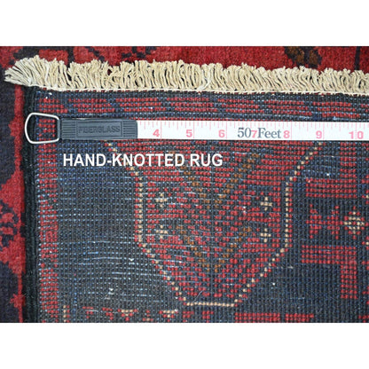 2'8"X9'3" Red Afghan Andkhoy Tribal Design Wool Hand Knotted Runner Rug