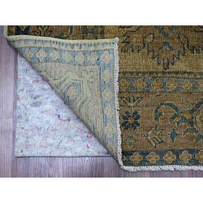 8'X9'1" Brown Overdyed Kazak Geometric Hand Knotted All Wool Squarish Rug