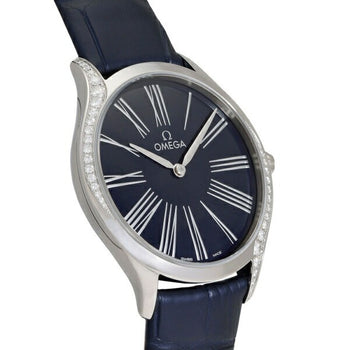 Omega De Ville Trsor 428.18.36.60.03.001 Blue Leather Women'S Watch New In Box