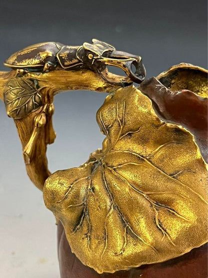 Christofle Bronze Vase By Henri Varenne 1900C Vines And Stag Beetles