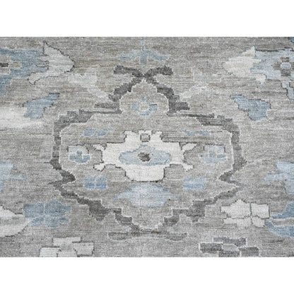 14'2"X18'10" Gray Hand Knotted Angora Oushak Afghan Wool Oversized Rug