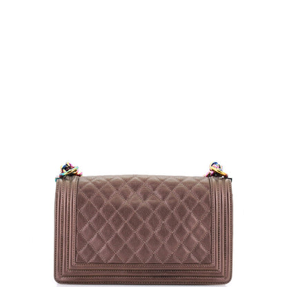 Chanel Boy Flap Bag Quilted Iridescent Goatskin Old Medium