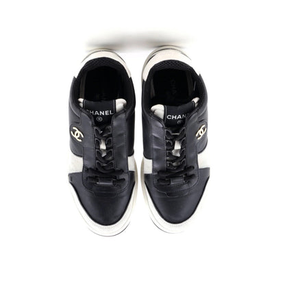 Chanel Women'S Cc Low-Top Sneakers Suede And Leather