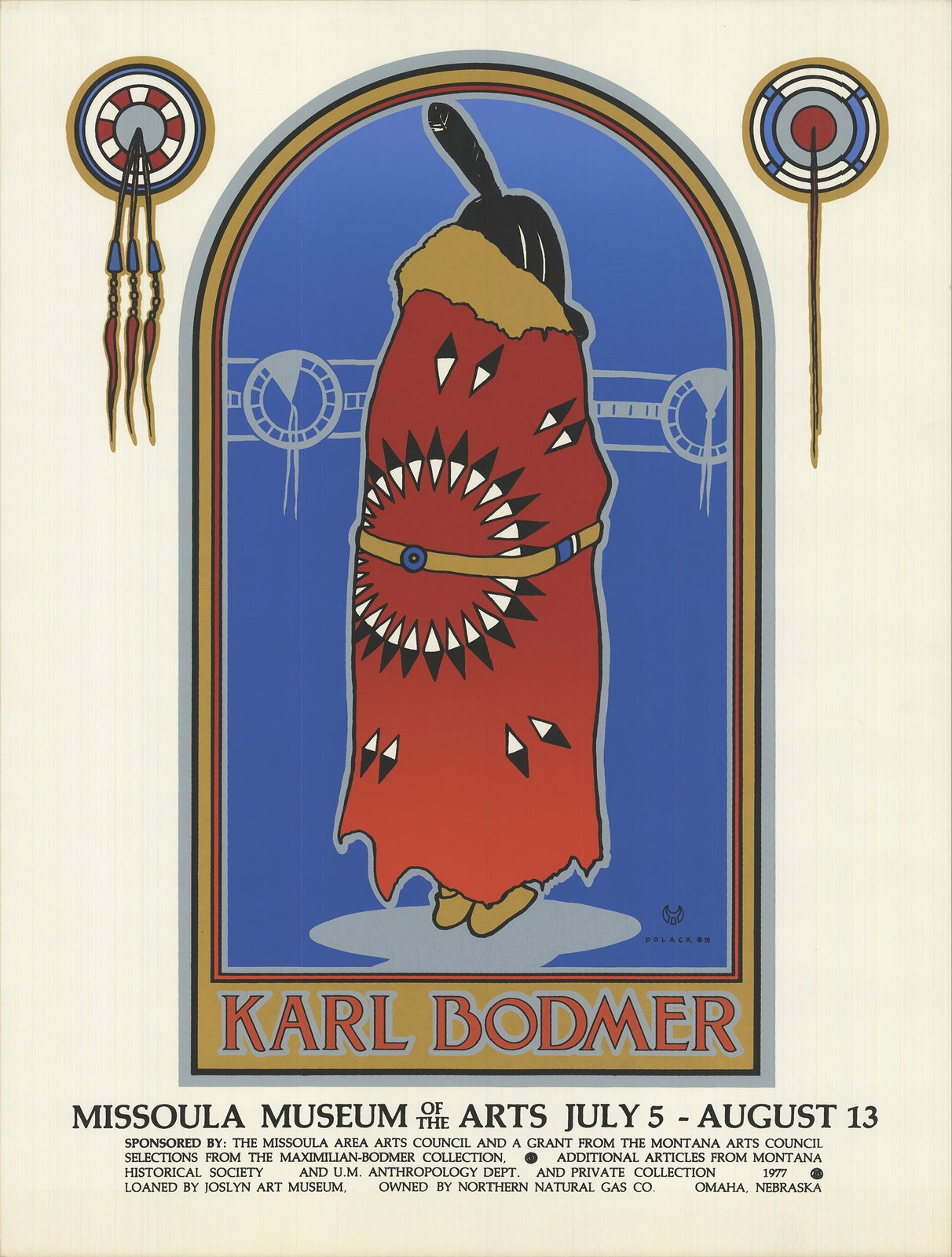 Monte Dolack Karl Bodmer " Serigraph Contemporary Brown, Blue, Red