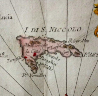 1781 Bellin Antique Map "Carta Dellisole Di Capo Verde" Hand-Colored Engraving