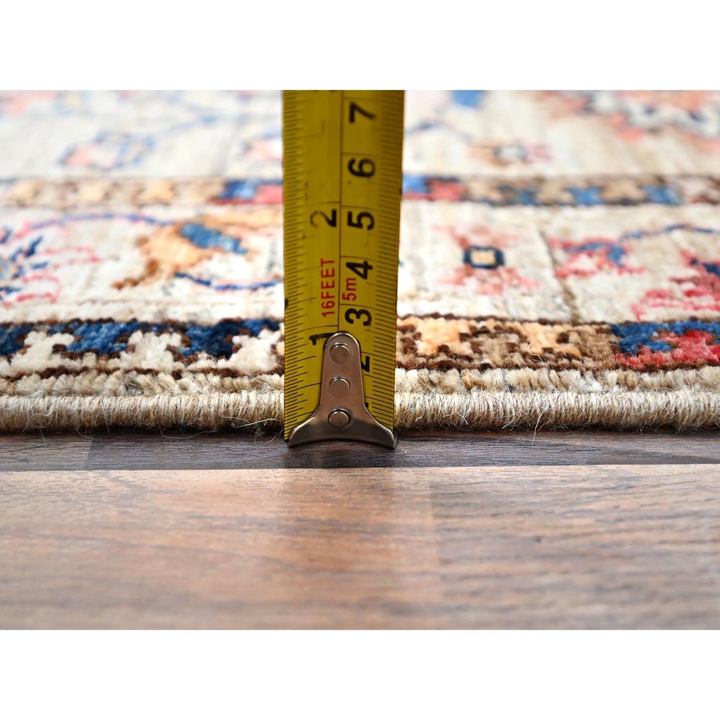 2'7"X9'5" Beige Sultani Flower Blossom Hand Knotted 100% Wool Runner Rug