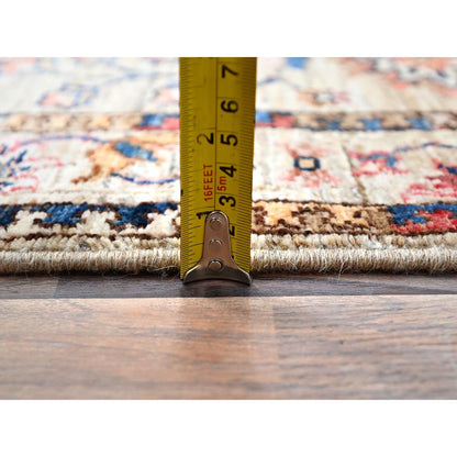 2'7"X9'5" Beige Sultani Flower Blossom Hand Knotted 100% Wool Runner Rug