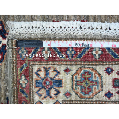 2'8"X20'10" Battleship Gray Hand Knotted Super Kazak Wool Xl Runner Rug