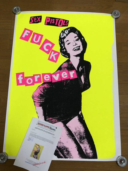 Sex Pistols Jamie Reid " Forever" Vintage Original Silkscreen Poster Signed Coa