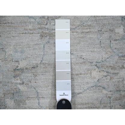 10'X13' Pewter Gray Hand Knotted White Wash Peshawar Wool Oriental Rug