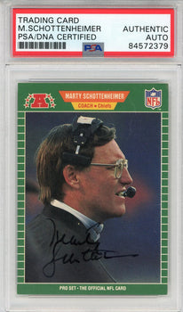 Marty Schottenheimer Autographed 1989 Pro Set Card (Psa)