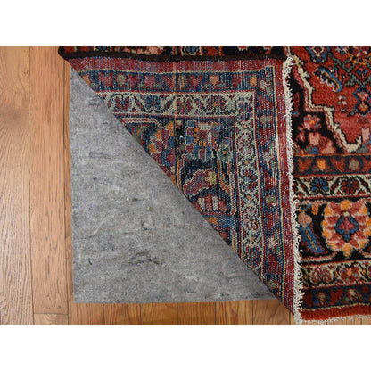 8'5"X11'3" Pompeian Red Wool Hand Knotted Antique Zoroastrian Hamadan Rug