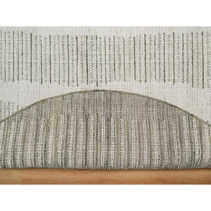 5'X5' Ivory Wool Rug Flat Weave With Textured Pile Hand Woven Round