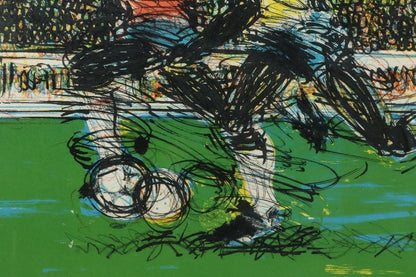 Jos Zaragoza (Brazil) Signed Original Lithograph Soccer 47/50 Sports Art Framed
