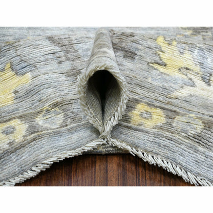 8'X9'10" Hand Knotted Gray Afghan Angora Ushak And Soft Wool Rug