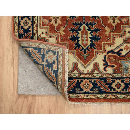 Rug 2'6"x12'2" Red Antiqued Heris Re-Creation Wool Hand Knotted Runner