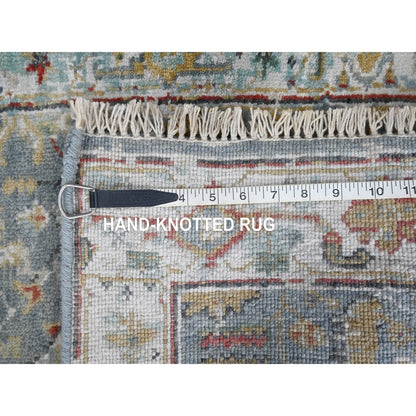 2'X3' Blue Wool Broken And Erased Zoroastrian Heris Hand Knotted Mat Rug