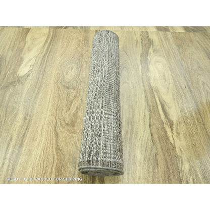 2'7"X10' Brown Hand Knotted Rug Wool Oxidized Grass Design Runner Oriental