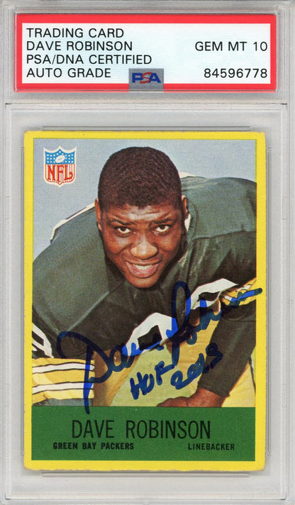 Dave Robinson "Hof 2013" Autographed 1967 Philadelphia Card (Psa Auto Grade 10)