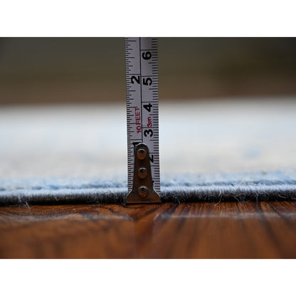 2'5"X18'10" Columbia Blue Wool Hand Knotted Finer Peshawar Oriental Rug