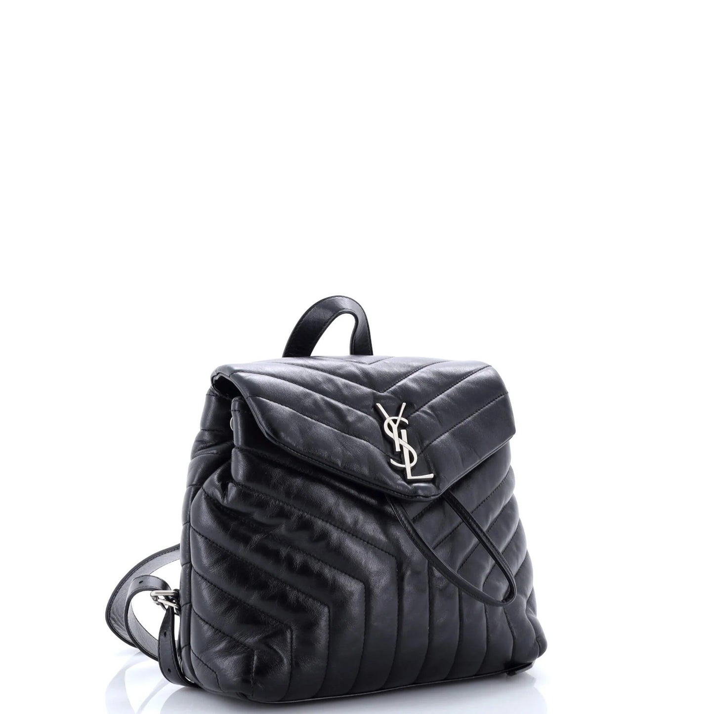Saint Laurent Loulou Backpack Matelasse Chevron Leather Small