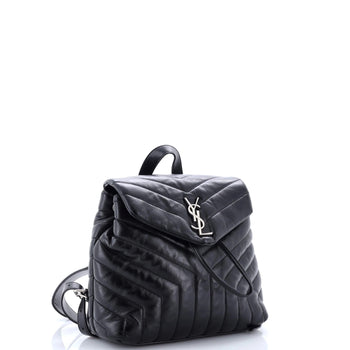 Saint Laurent Loulou Backpack Matelasse Chevron Leather Small