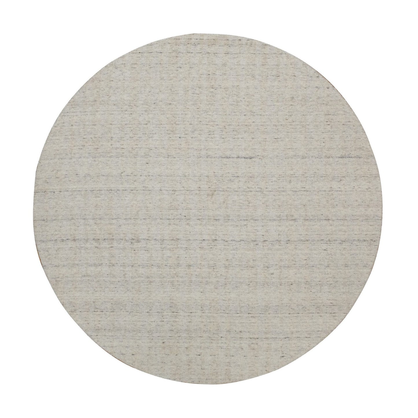8'X8' Ivory Natural Wool Vertical Stripes Design Hand Loomed Round Rug