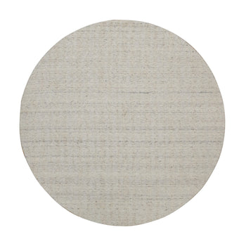 8'X8' Ivory Natural Wool Vertical Stripes Design Hand Loomed Round Rug