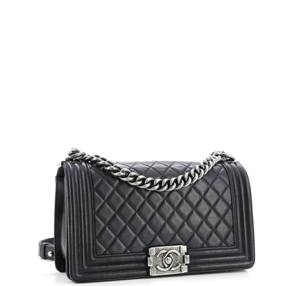 Chanel Boy Flap Bag Quilted Calfskin Old Medium